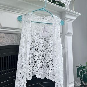 Charming White Crochet Vest - Unbranded